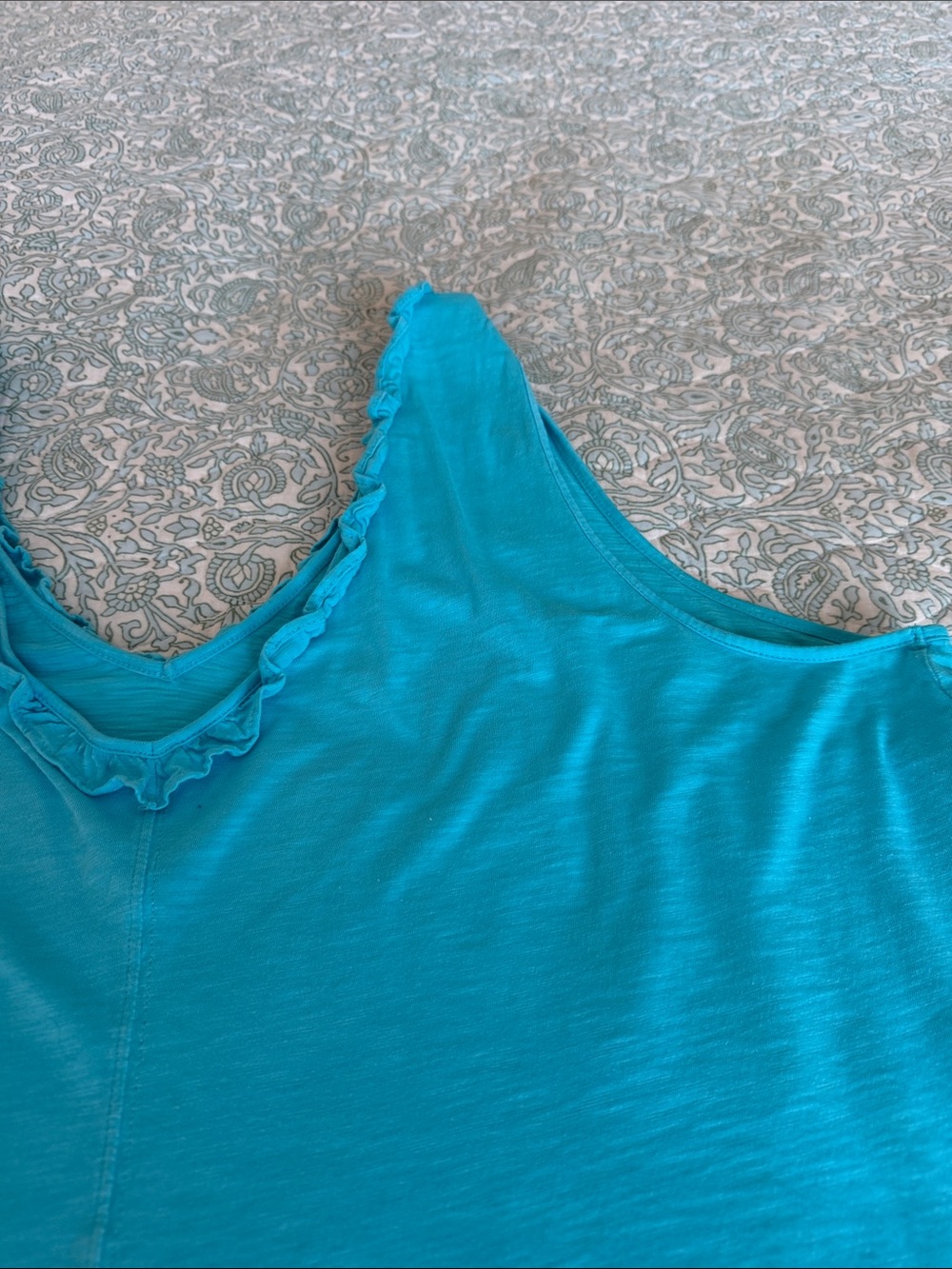 Lilly Pulitzer Women's XXL Turquoise Ruffle Tank Top Pima Cotton Plus Size - Picture 13 of 16